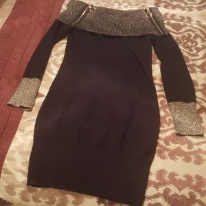 off-the-shoulder sweater dress